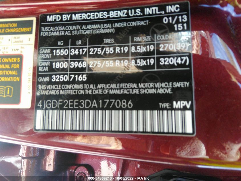 2013 MERCEDES-BENZ GL-CLASS GL 350 BLUETEC 4JGDF2EE3DA177086