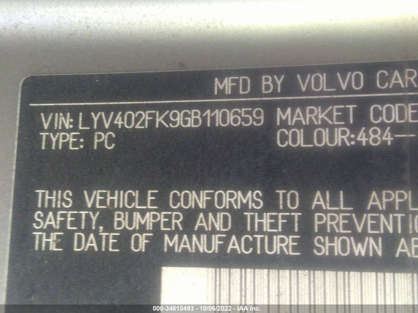 2016 VOLVO S60 INSCRIPTION T5 DRIVE-E PREMIER LYV402FK9GB110659