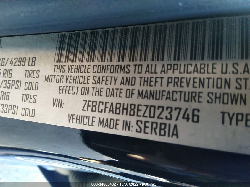 2014 FIAT 500L EASY ZFBCFABH8EZ023746