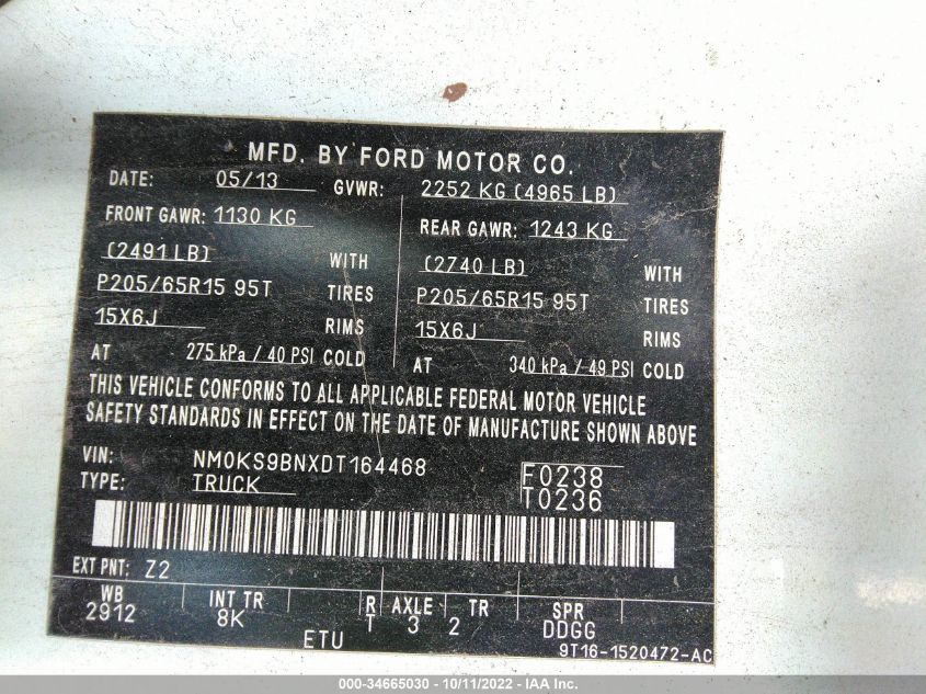 2013 FORD TRANSIT CONNECT WAGON XLT NM0KS9BNXDT164468