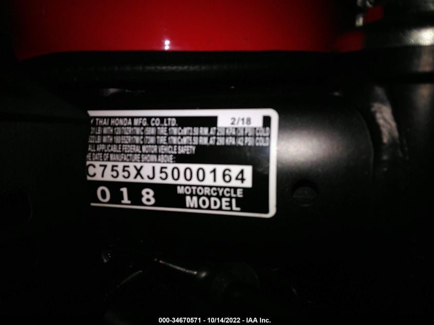 2018 HONDA CB650 FA MLHRC755XJ5000164