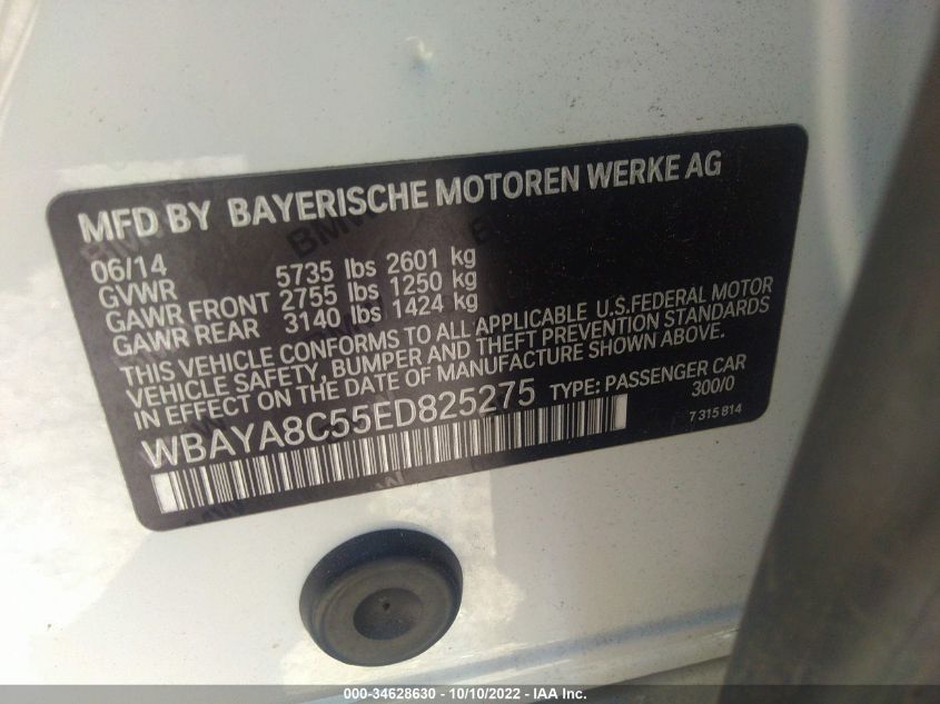 2014 BMW 7 SERIES 750I WBAYA8C55ED825275
