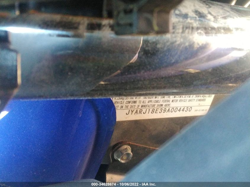 2009 YAMAHA FZ6 R JYARJ18E39A004430