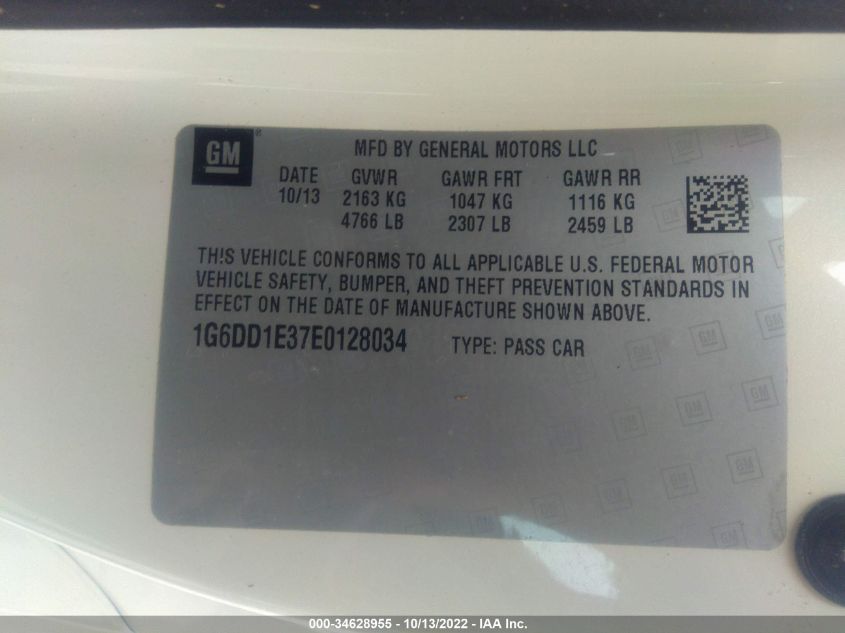 2014 CADILLAC CTS COUPE PREMIUM 1G6DD1E37E0128034