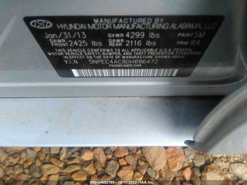 2013 HYUNDAI SONATA SE 5NPEC4AC8DH686472