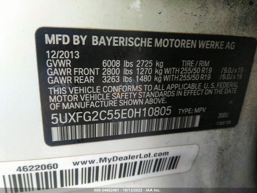 2014 BMW X6 XDRIVE35I - 5UXFG2C55E0H10805
