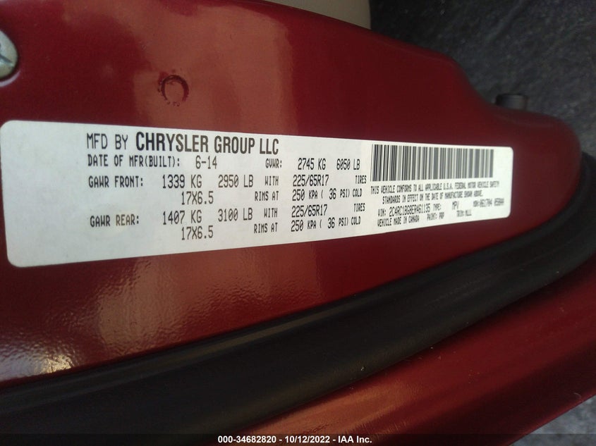 2014 CHRYSLER TOWN & COUNTRY VIN: 2C4RC1BG8ER461135