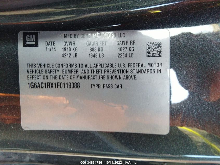 2015 CADILLAC ATS COUPE PERFORMANCE RWD 1G6AC1RX1F0119088