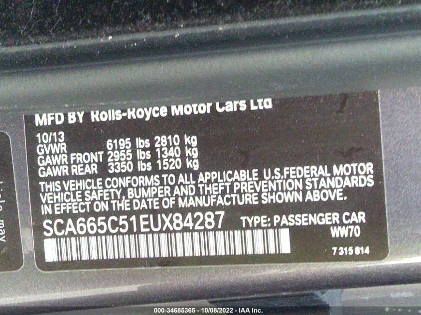 2014 ROLLS-ROYCE WRAITH SCA665C51EUX84287