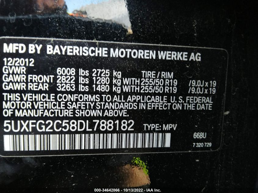 2013 BMW X6 XDRIVE35I 5UXFG2C58DL788182