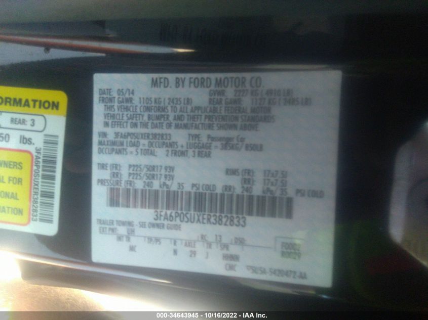 2014 FORD FUSION ENERGI TITANIUM 3FA6P0SUXER382833