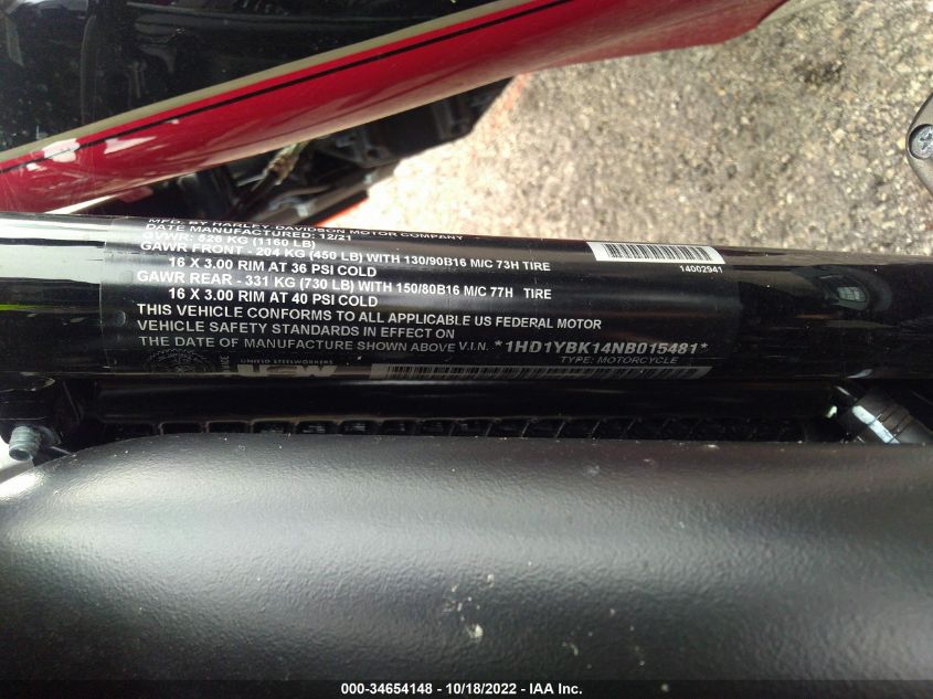 2022 HARLEY-DAVIDSON FLHCS 1HD1YBK14NB015481