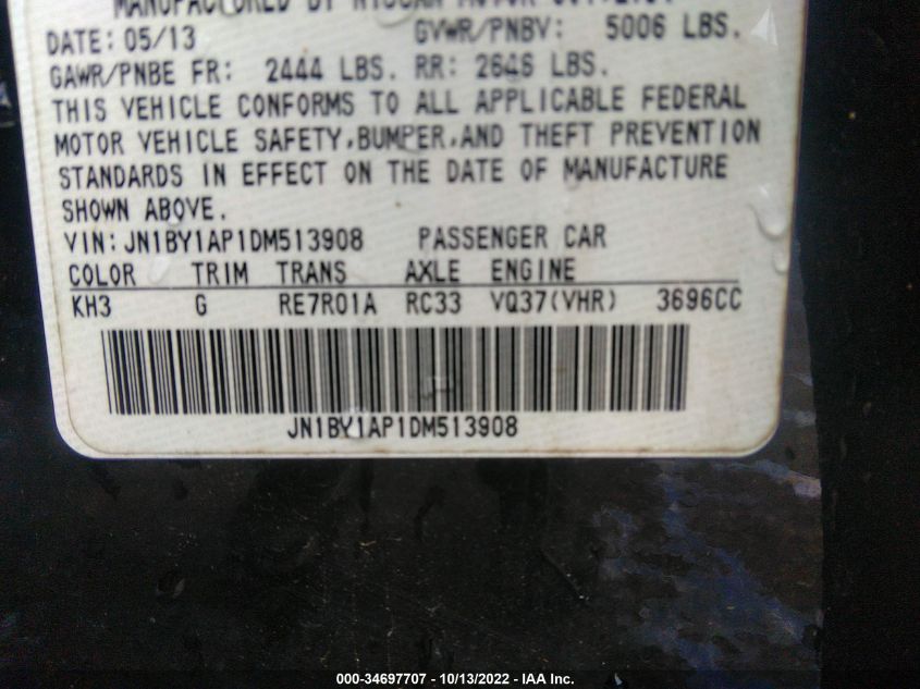 2013 INFINITI M37 JN1BY1AP1DM513908