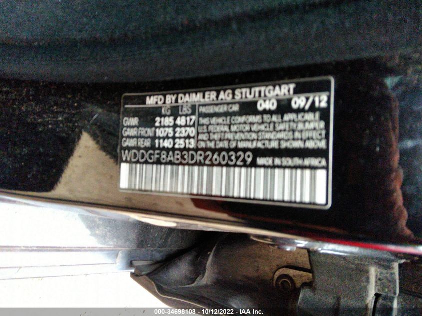 2013 MERCEDES-BENZ C-CLASS C 300 WDDGF8AB3DR260329