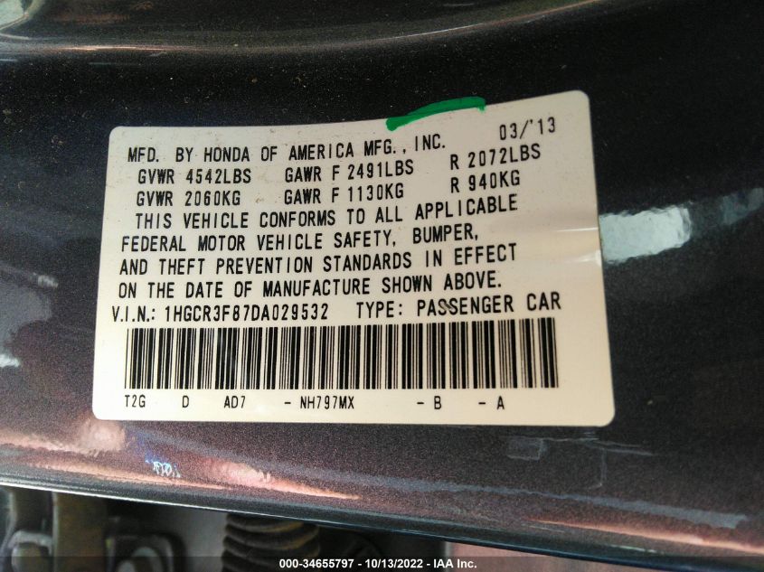 2013 HONDA ACCORD SDN EX-L 1HGCR3F87DA029532