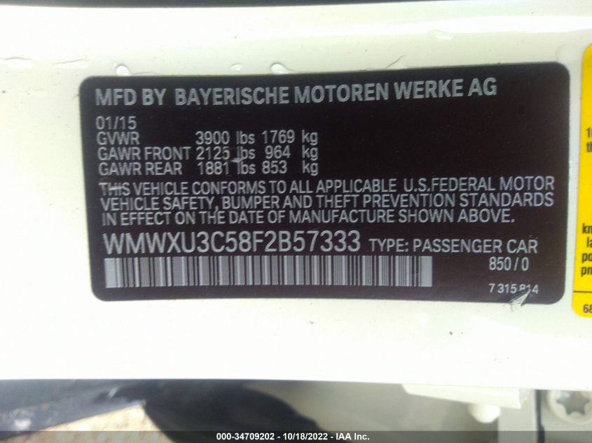 2015 MINI COOPER HARDTOP 4 DOOR S WMWXU3C58F2B57333
