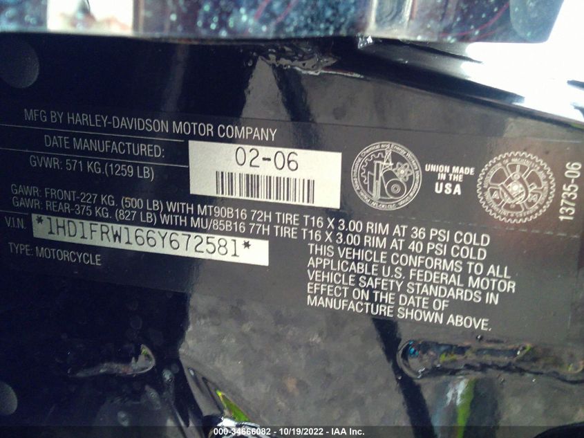 2006 HARLEY-DAVIDSON FLHRCI 1HD1FRW166Y672581