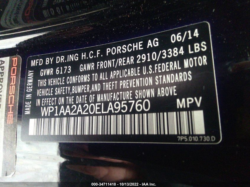 2014 PORSCHE CAYENNE WP1AA2A20ELA95760