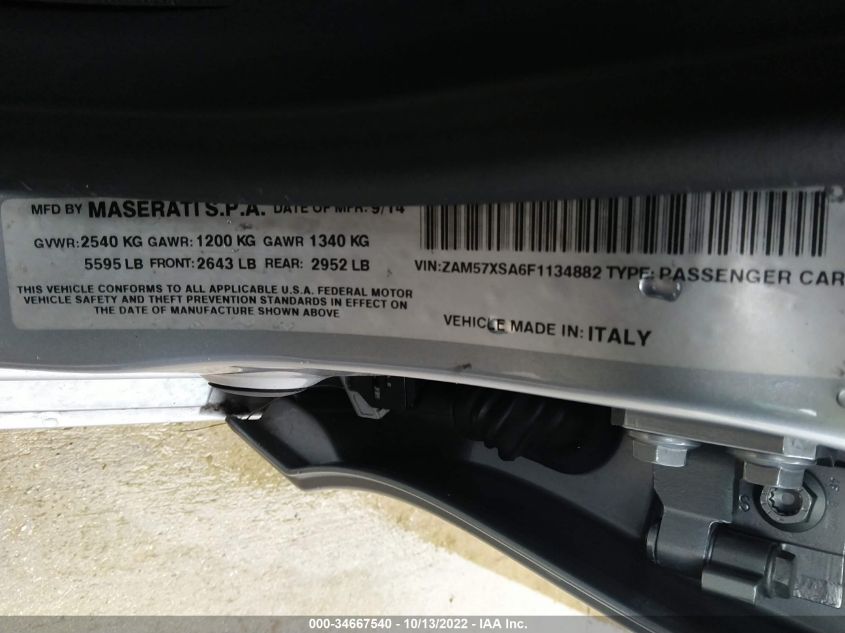 2015 MASERATI GHIBLI ZAM57XSA6F1134882