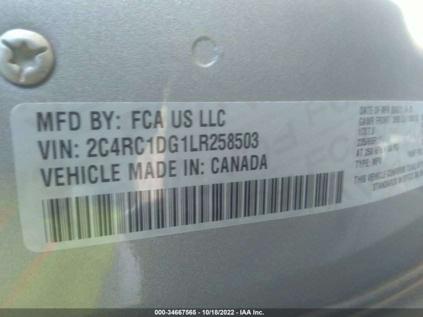 2020 CHRYSLER VOYAGER LXI 2C4RC1DG1LR258503