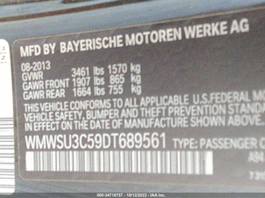2013 MINI COOPER HARDTOP WMWSU3C59DT689561