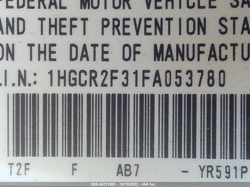 2015 HONDA ACCORD LX - 1HGCR2F31FA053780