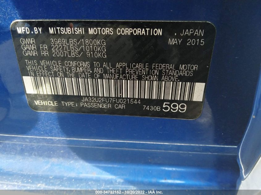 2015 MITSUBISHI LANCER ES JA32U2FU7FU021544
