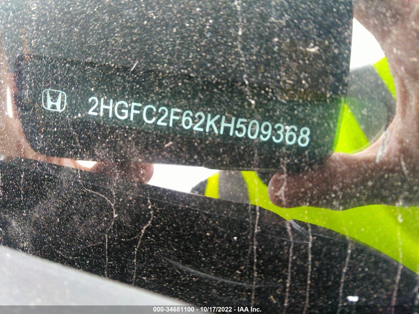 VIN 2HGFC2F62KH509368 2019 HONDA CIVIC SEDAN LX