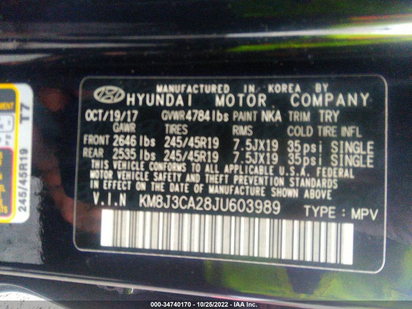2018 HYUNDAI TUCSON LIMITED KM8J3CA28JU603989