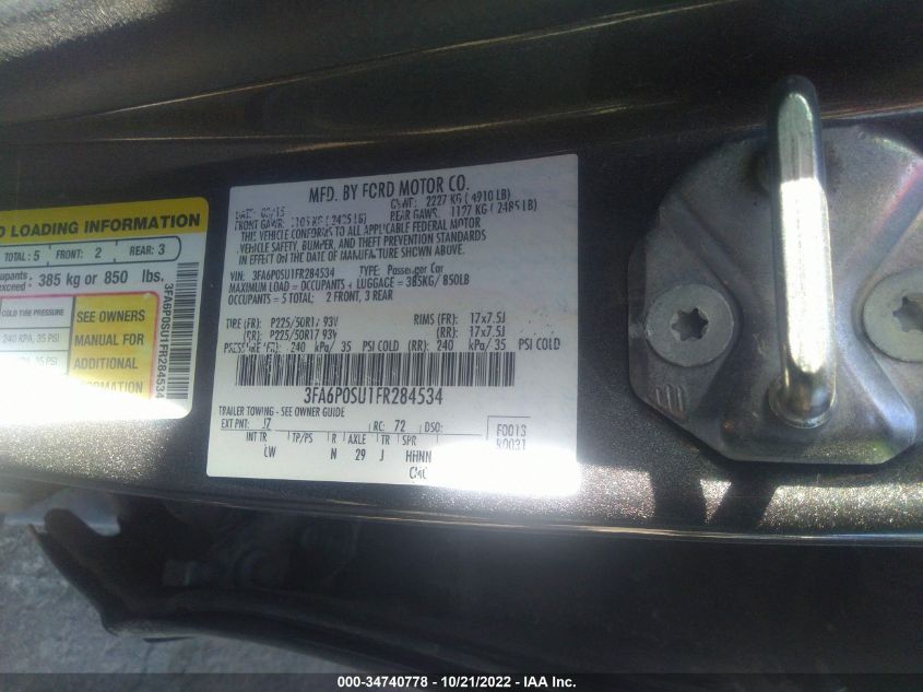 2015 FORD FUSION ENERGI TITANIUM 3FA6P0SU1FR284534