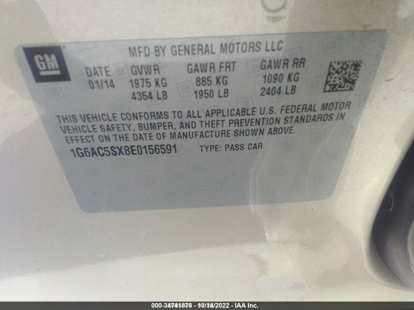 2014 CADILLAC ATS PERFORMANCE RWD 1G6AC5SX8E0156591