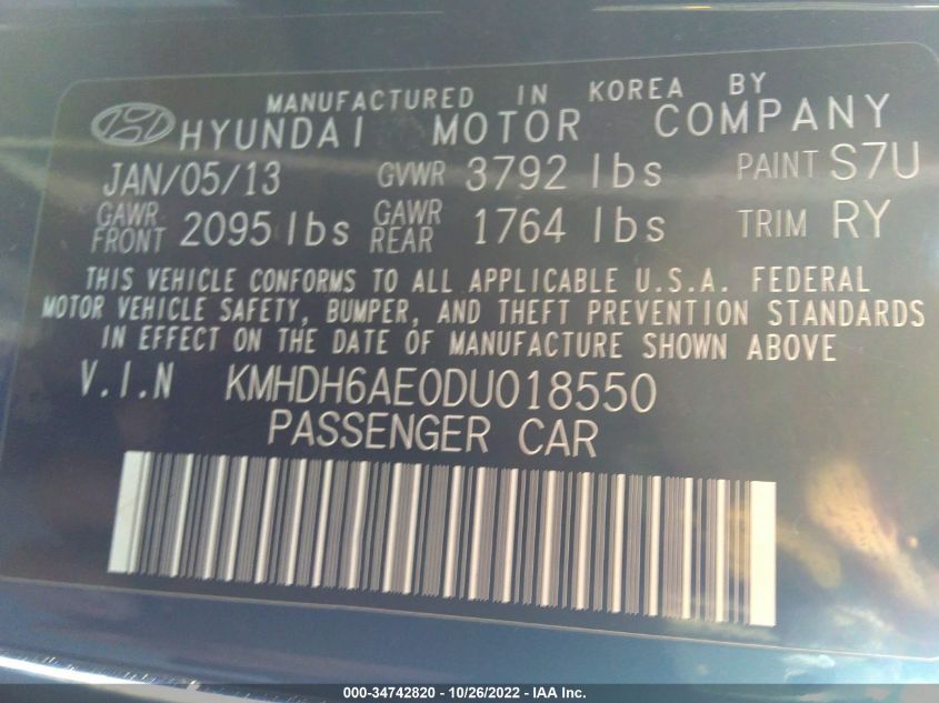 2013 HYUNDAI ELANTRA COUPE GS KMHDH6AE0DU018550
