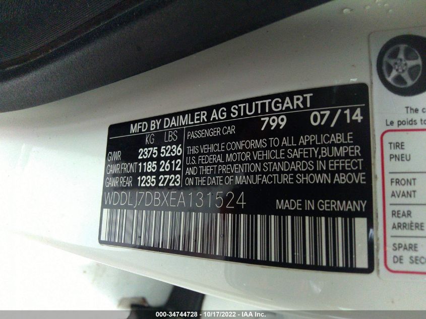 2014 MERCEDES-BENZ CLS-CLASS CLS 550 WDDLJ7DBXEA131524