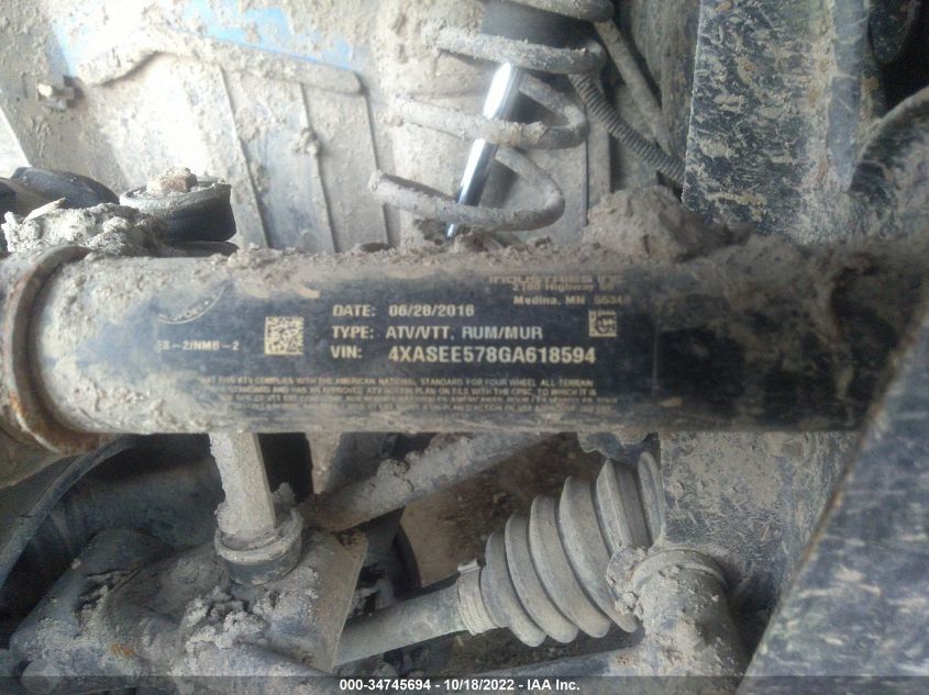 2016 POLARIS SPORTSMAN 570 EPS 4XASEE578GA618594