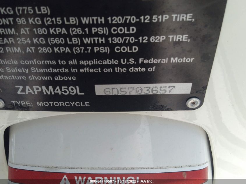2013 VESPA GTS 300 SUPER ZAPM459L6D5703657