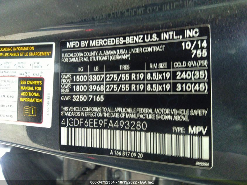 2015 MERCEDES-BENZ GL-CLASS GL 450 4JGDF6EE9FA493280
