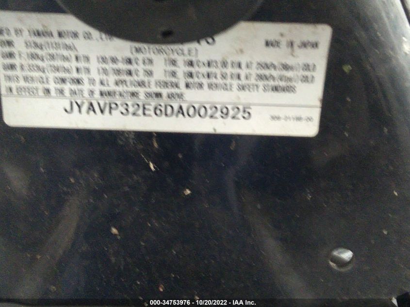 2013 YAMAHA XVS1300 CT/CFD JYAVP32E6DA002925