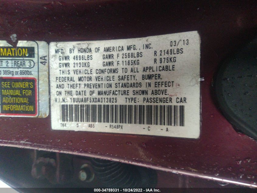2013 ACURA TL TECH 19UUA8F5XDA013825