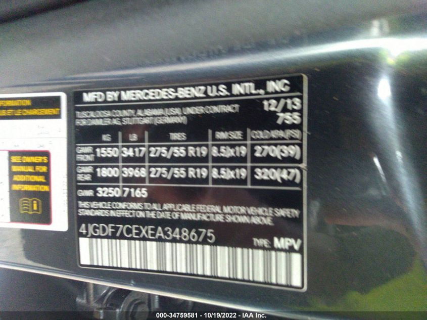 2014 MERCEDES-BENZ GL-CLASS GL 450 4JGDF7CEXEA348675