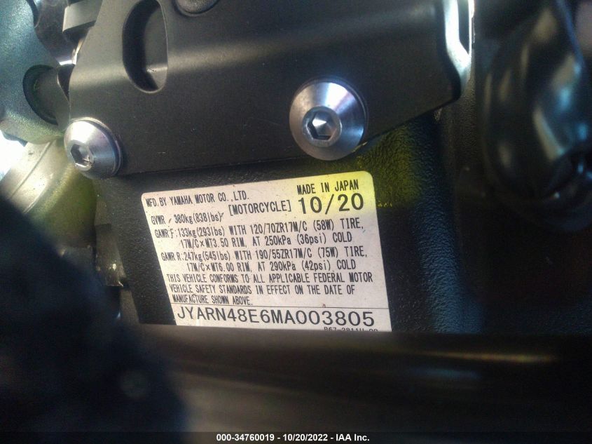 2021 YAMAHA MTN1000 - JYARN48E6MA003805