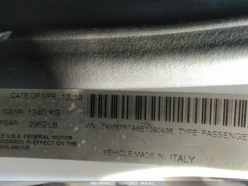 2014 MASERATI GHIBLI S Q4 ZAM57RTA6E1090438