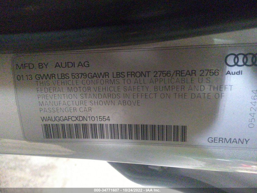 2013 AUDI A6 3.0T PREMIUM PLUS WAUGGAFCXDN101554