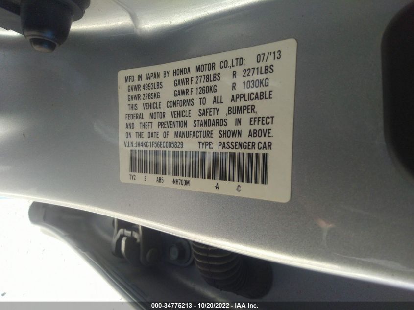 2014 ACURA RLX TECH PKG JH4KC1F56EC005829