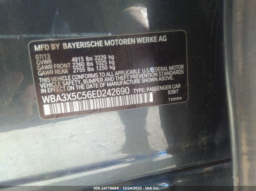 2014 BMW 3 SERIES GRAN TURISMO 328I XDRIVE WBA3X5C56ED242690