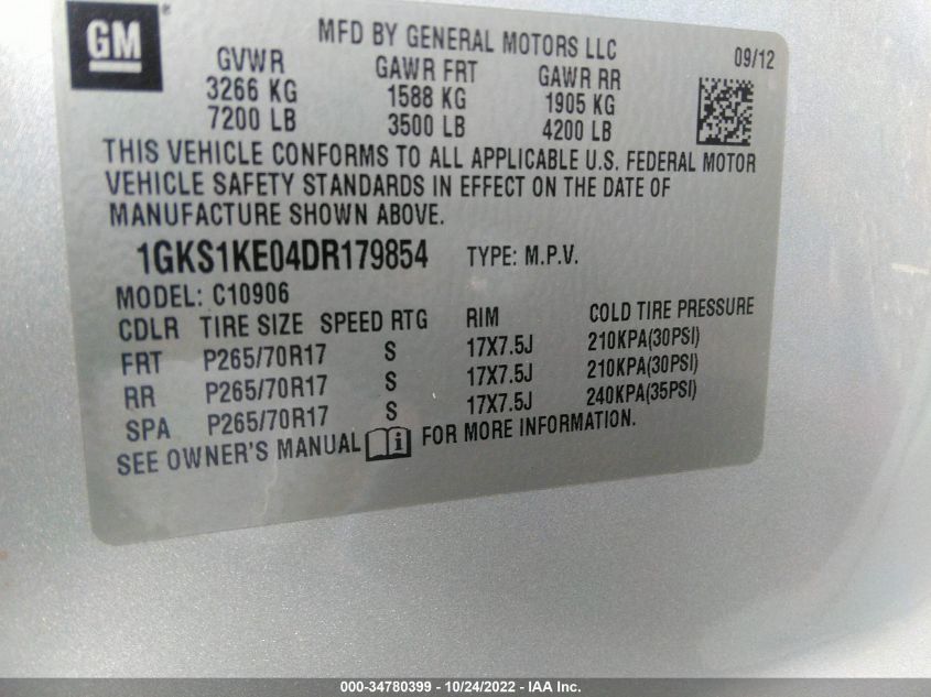 2013 GMC YUKON XL SLT 1GKS1KE04DR179854