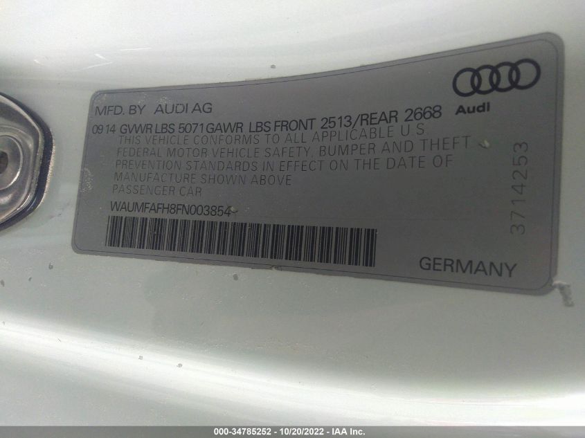 2015 AUDI A5 PREMIUM PLUS WAUMFAFH8FN003854