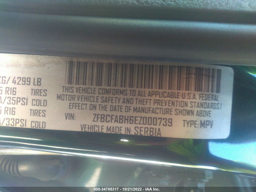 2014 FIAT 500L EASY ZFBCFABH6EZ000739