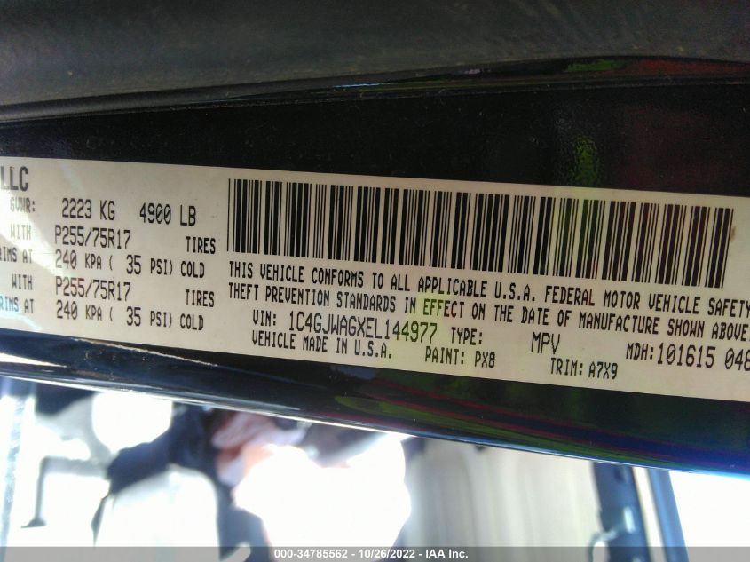 2014 JEEP WRANGLER SPORT 1C4GJWAGXEL144977