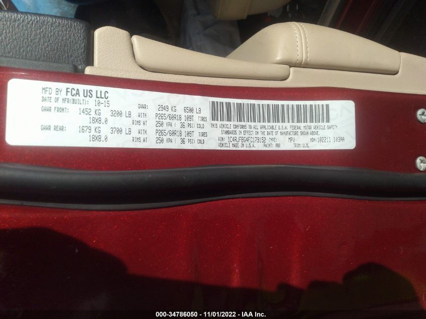 2015 JEEP GRAND CHEROKEE LIMITED - 1C4RJFBG4FC179152