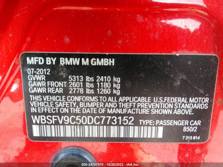 2013 BMW M5 WBSFV9C50DC773152